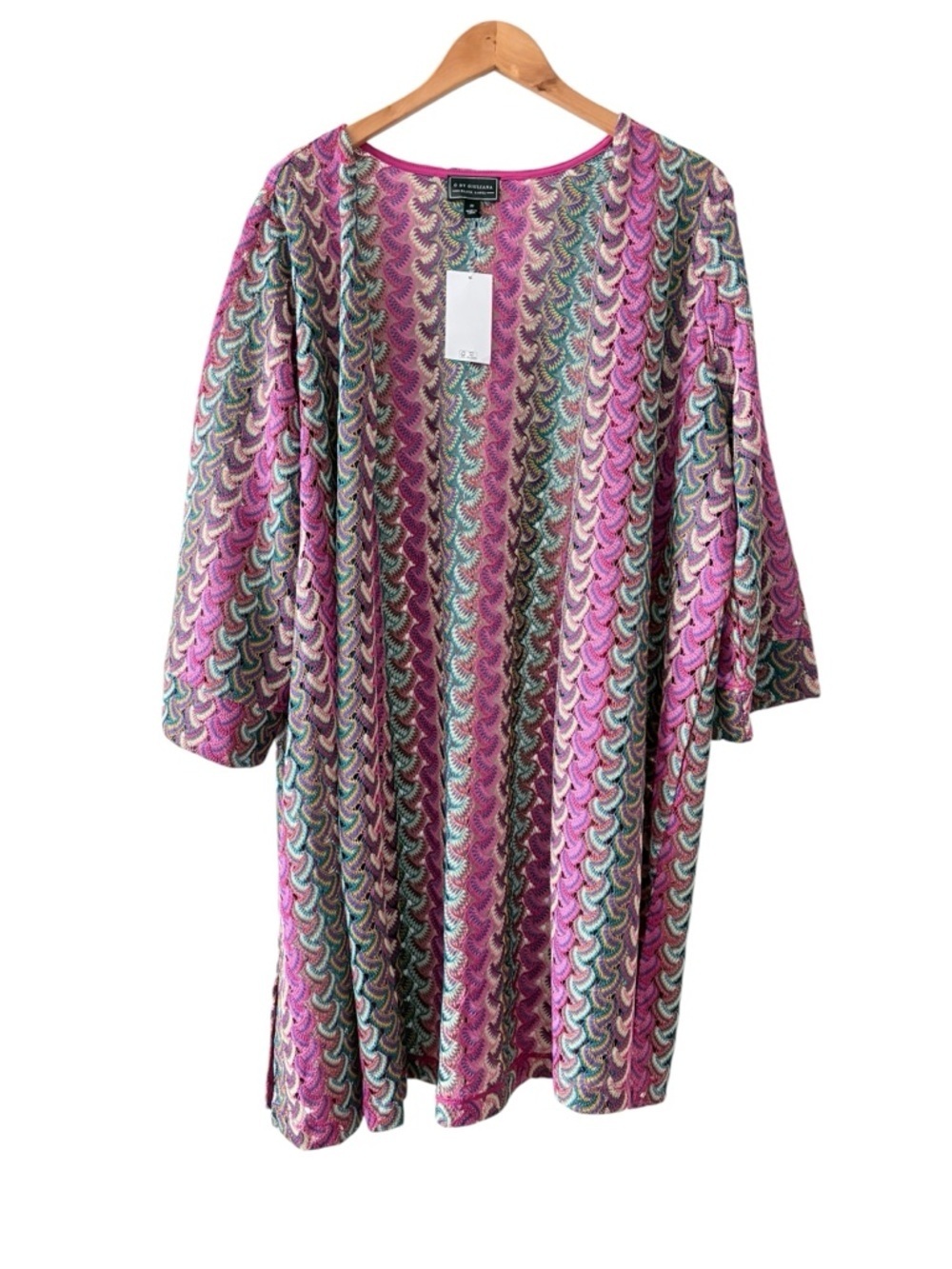 G By Giuliana Black Label Colorful Knit Open Front Cardigan